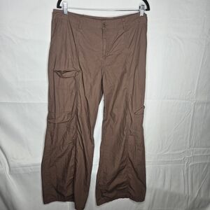 Brown Cargo Pants XL Utility Pocket Wide Leg Trousers Streetwear Y2K Baggy